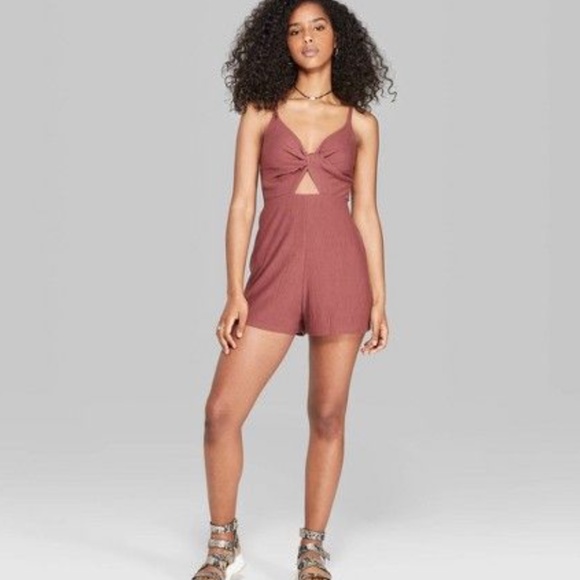 wild fable Pants - WILD FABLE Strappy V-Neck Twist Front Romper Med